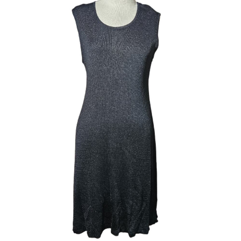 Black Metallic Sleeveless Knit Maternity Dress Size Small